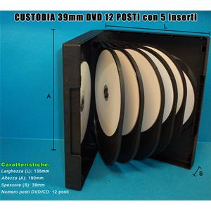 CUSTODIA 39mm DVD 12 posti NERA con 5 inserti