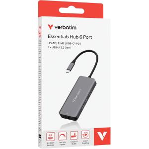 USB-C Essentials Multiport Hub 6 porte: RJ45, HDMI, USB-C PD, 3 x USB-A 3.2 Gen 1