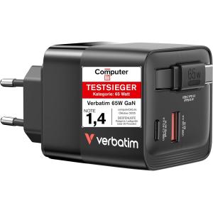 GaN Charger 65W 2 Port with Retractable cable US/EU/UK