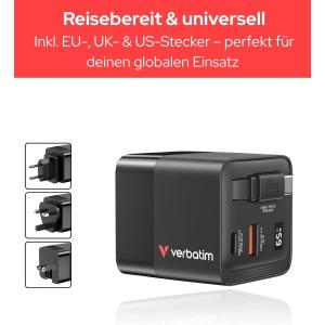 GaN Charger 65W 2 Port with Retractable cable US/EU/UK
