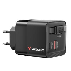 GaN Charger 65W 2 Port with Retractable cable US/EU/UK