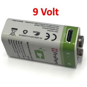 ProPart-3C Batterie 9V Ricaricabili USB-C 3700mWh Conf.2pz