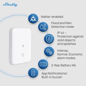Shelly Flood Gen4 - Sensore allagamento Wi-Fi/ZIgbee/BT Gen4 + cavo 2m