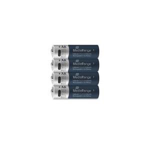 Batterie ricaricabili agli ioni di litio MediaRange USB-C, Micro AAA I 1.5VI 500mAh, confezione da 4