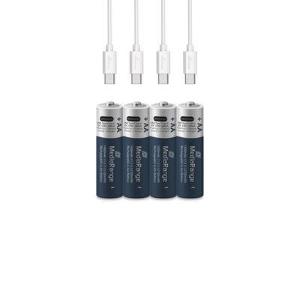 Batterie ricaricabili agli ioni di litio MediaRange USB-C, Micro AAA I 1.5VI 500mAh, confezione da 4
