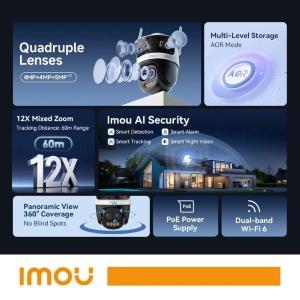 IMOU Cruiser Pano Z . Telecamera IP da Esterno 13MP Quad-Lens | Wi-Fi 6 Dual Band + Ethernet + PoE