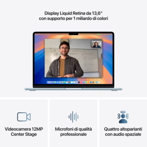 APPLE MacBook Air 13" M4 CHIP con 10-CORE CPU AND 10-CORE GPU 24GB 512GB SSD SKY BLUE