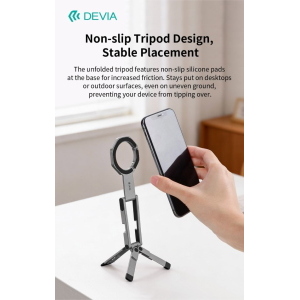 Devia Supporto per telefono Ultra3 Mini pieghevole in metallo con magnete su entrambi i lati, adatto a ogni scenario