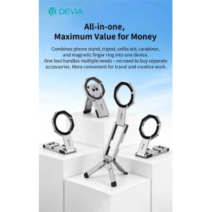 Devia Supporto per telefono Ultra3 Mini pieghevole in metallo con magnete su entrambi i lati, adatto a ogni scenario