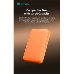 Devia Power Bank Ultra12 10000mAh PD 22.5W Magnetico con Cavo Tipo-C Integrato Arancione