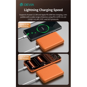 Devia Power Bank Ultra12 10000mAh PD 22.5W Magnetico con Cavo Tipo-C Integrato Gold