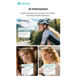 Devia Auricolari TWS Earbuds AI con ANC Avanzato, 4-Mic ENC e Traduzione Multilingua in Tempo Reale Neri