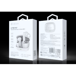 Devia Auricolari TWS Earbuds AI con ANC Avanzato, 4-Mic ENC e Traduzione Multilingua in Tempo Reale Bianchi