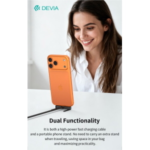 Devia Cavo di ricarica rapida Ultra6 C-C PD 240W con supporto telefono (1,5 m)