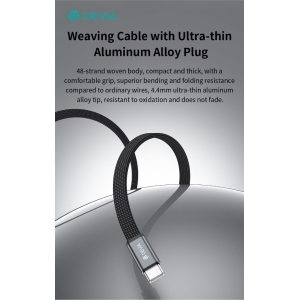 Devia Cavo di ricarica rapida piatto in metallo intrecciato Ultra3 C-C PD 240W (1,5 m) Arancio