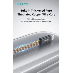Devia Cavo di ricarica rapida piatto in metallo intrecciato Ultra3 C-C PD 240W (1,5 m) Arancio