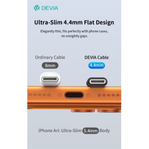 Devia Cavo di ricarica rapida piatto in metallo intrecciato Ultra3 C-C PD 240W (1,5 m) Blu