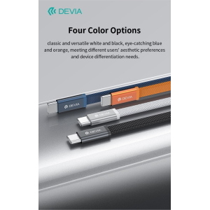 Devia Cavo di ricarica rapida piatto in metallo intrecciato Ultra3 C-C PD 240W (1,5 m) Blu