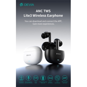 Devia Auricolari wireless ANC TWS Lite3 Bluetooth 5.4 Neri