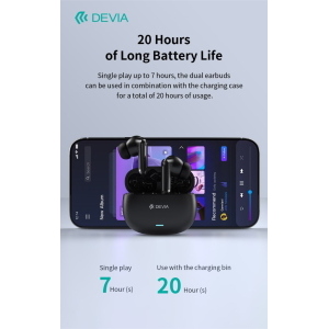 Devia Auricolari wireless ANC TWS Lite3 Bluetooth 5.4 Neri