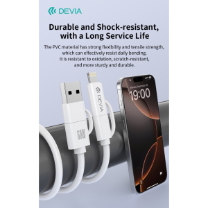 Devia Cavo di Ricarica PD 60W USB-A + USB-C a USB-C + Lightning (1,2 m)