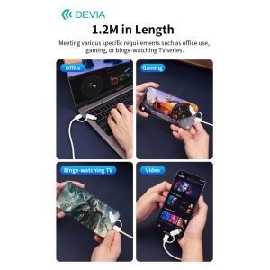 Devia Cavo di Ricarica PD 60W USB-A + USB-C a USB-C + Lightning (1,2 m)