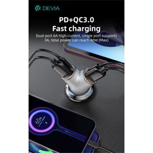 Devia Caricatore rapido da auto con 2 out Usb A e 2 Out Tipo-C 48 Watt