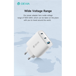 Caricatore da muro 65W batterie PD GaN 2 uscite Tipo-C e una Usb A