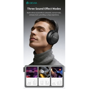 Devia Lite1 Cuffie Over-Ear Wireless ad Alta Autonomia con Audio AAC e Ricarica Type-C Bianche