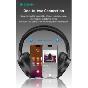 Devia Lite1 Cuffie Over-Ear Wireless ad Alta Autonomia con Audio AAC e Ricarica Type-C Bianche