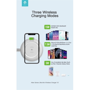 Caricabatterie Allen wireless ultrasottile V2 15 Watt Bianco