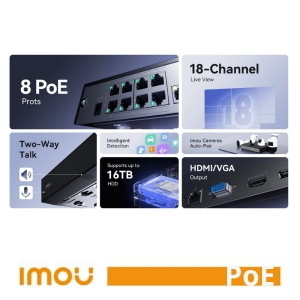 Imou N118-8P - NVR PoE 18 Canali / 8 Porte PoE