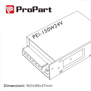 Alimentatore Scatolato IP20 24V 150W 6.25A Size:160*99*37mm