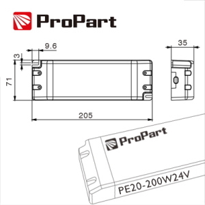Alimentatore IP20 24V 200W 8.3A Size:205*71*35mm