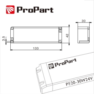Alimentatore IP20 24V 30W 1.25A Size:133*42*30mm