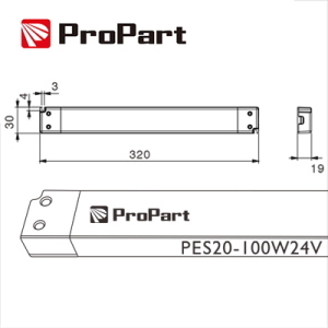 Alimentatore SLIM: IP20 24V 100W 4.16A Size:320*30*19mm