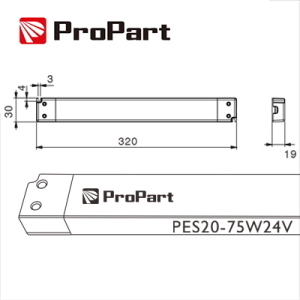 Alimentatore SLIM: IP20 24V 75W 3.12A Size:320*30*19mm