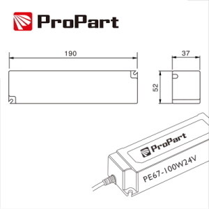 Alimentatore IP67 24V 100W 4.16A Size:190*52*37mm