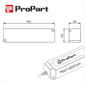 Alimentatore IP67 24V 60W 2.5A Size:163*43*33mm