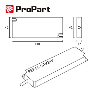 Alimentatore IP44 24V 15W 0.62A Size:130*42*17mm
