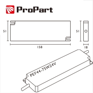 Alimentatore IP44 24V 75W 3.12A Size:158*51*18mm