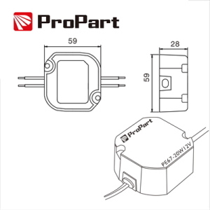 Alimentatore IP67 12V 20W 1.67A Size:59*59*28mm