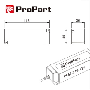 Alimentatore IP67 12V 24W 2A Size:118*35*26mm