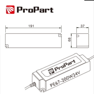 Alimentatore IP67 24V 200W 8.33A Size:191*68*37mm