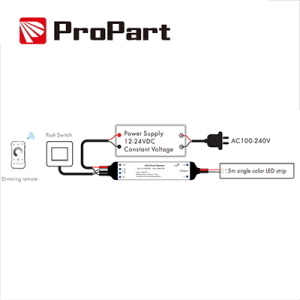 Interruttore Dimmer Dimmer RF e Push 1 canale - 12/24V, 1ch 3A/CH, RF 2.4G