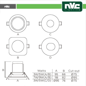 NVC Faro direzionabile LED IP20 9W 4000K 700LM 24Âº FORO:95mm