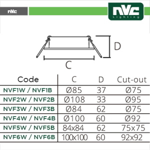 NVC Ghiera fissa anti abbagliamento foro 75*75mm BIANCO