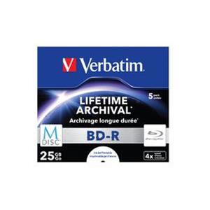 BD-R SL 25GB 4x Jewel 5pz VERBATIM Mdisc InkJet Bianca 40-118