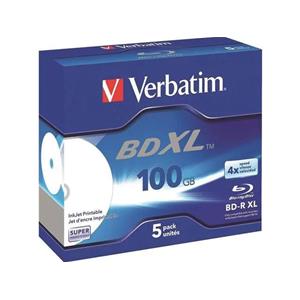BD-R XL 100GB 4x Jewel 5pz VERBATIM InkJet Bianca 22-118