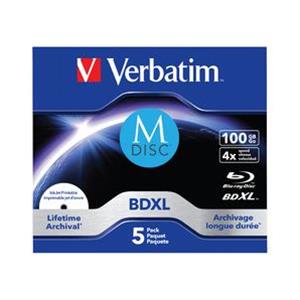 BD-R XL 100GB 4x Jewel 5pz VERBATIM Mdisc InkJet Bianca 40-118